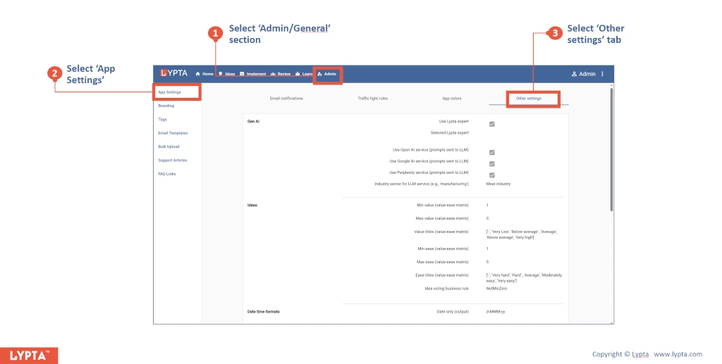 How to set other Lypta app settings