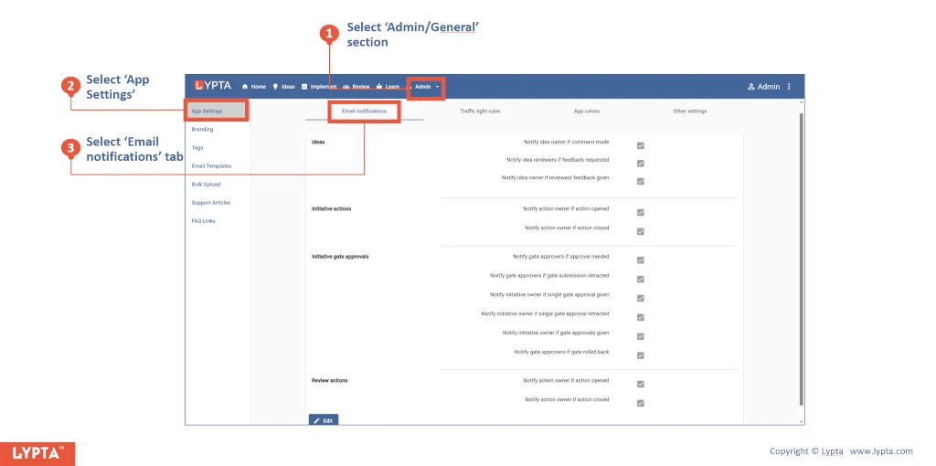 How to set email notifications